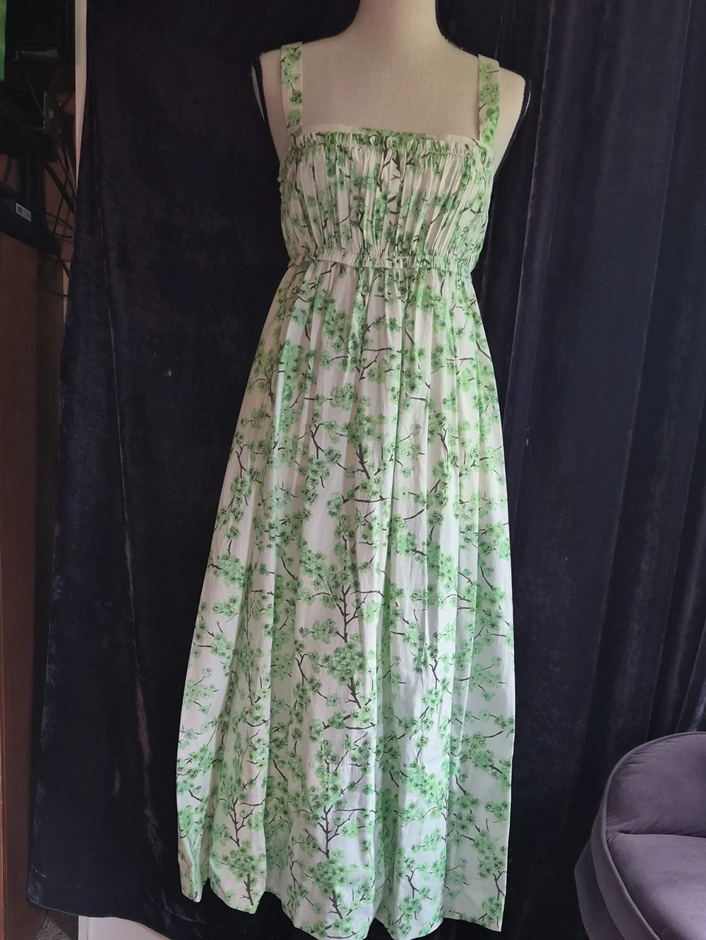 NWT J. Crew Cream Maxi Dress with Green Botanical Print Sz 0